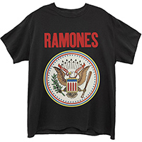 Ramones- Red Logo & Color Presidential Seal on a black ringspun cotton shirt