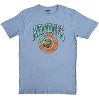 Ramones- Psychedelic Seal on a light blue ringspun cotton shirt