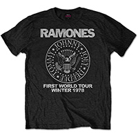 Ramones- First World Tour Winter 1978 on a black ringspun cotton shirt