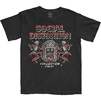 Social Distortion- Jukebox Skellies on a black ringspun cotton shirt