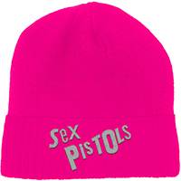 Sex Pistols- Logo embroidered on a neon pink beanie