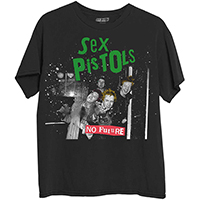 Sex Pistols- No Future (Band Pic) on a black ringspun cotton shirt