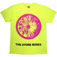 Stone Roses- Pink Lemon on a yellow shirt