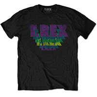 T Rex- Stacked Logo on a black ringspun cotton shirt
