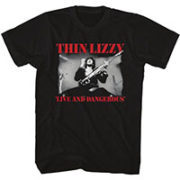 Thin Lizzy- Live And Dangerous on a black shirt