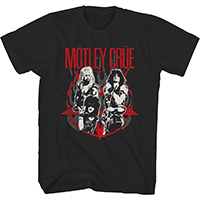Motley Crue- Pentagram & Flames Band Pic on a black shirt