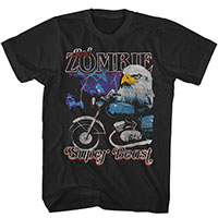 Rob Zombie- Super Beast on a black shirt