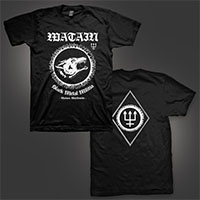 Watain- Black Metal Militia on front, Trident on back on a black shirt