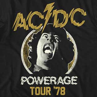 AC/DC- Powerage Tour 78 on a black ringspun cotton shirt