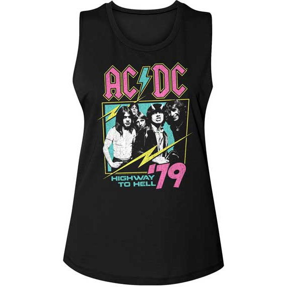 AC/DC- Highway To Hell 79 Neon Pic on a black girls tank shirt