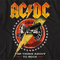 AC/DC- 1981 For Those About To Rock (Color Print) on a black ringspun cotton shirt