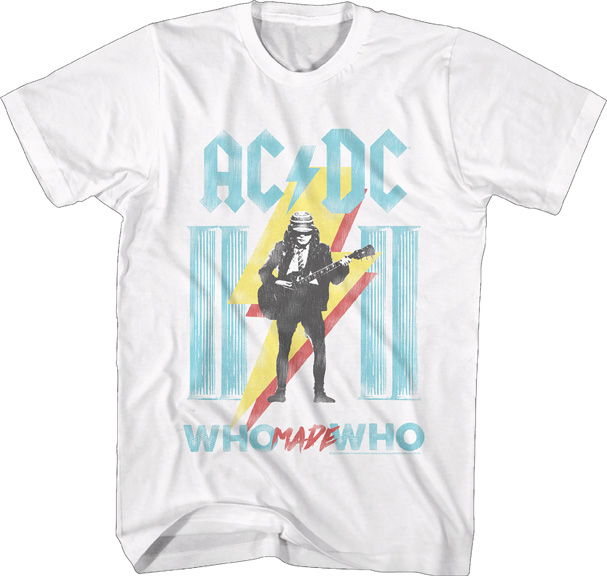 AC/DC- Who Made Who on a white ringspun cotton shirt