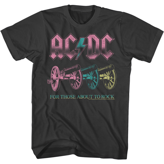 AC/DC- For Those About To Rock (Cannons) on a charcoal ringspun cotton shirt