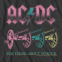 AC/DC- For Those About To Rock (Cannons) on a charcoal ringspun cotton shirt