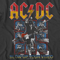 AC/DC- Blow Up Your Video on a charcoal ringspun cotton shirt