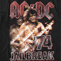 AC/DC- 74 Jailbreak on a black ringspun cotton shirt