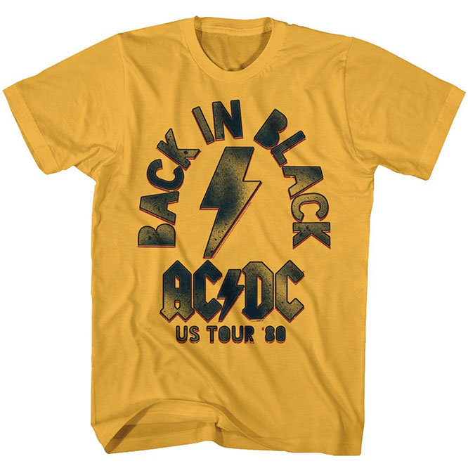 AC/DC- Back In Black US Tour '80 on a ginger ringspun cotton shirt