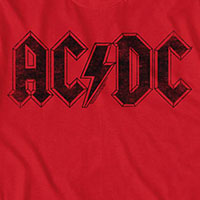 AC/DC- Logo on a red ringspun cotton shirt