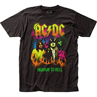 AC/DC- Neon Highway To Hell on a black ringspun cotton shirt