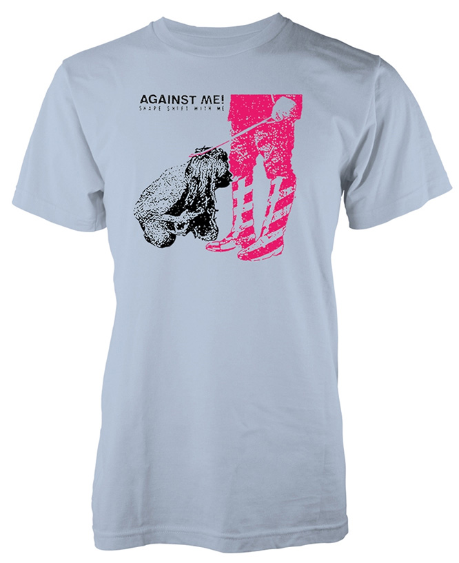 Against Me!- Shape Shift With Me on a light blue ringspun cotton shirt