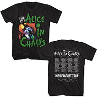 Alice In Chains- Facelift on front, 1991 Tour on back on a black shirt