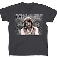 Waylon Jennings- Triplicate on a grey ringspun cotton shirt