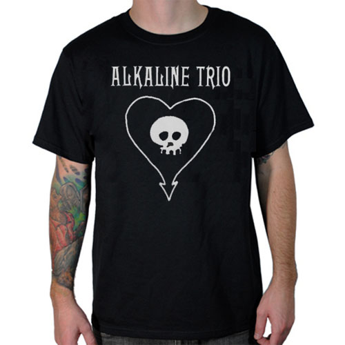 Alkaline Trio- Classic White Heartskull on a black ringspun cotton shirt