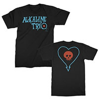 Alkaline Trio- Blue Logo on front, Heartskull on back on a black shirt