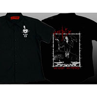 Amebix- Face on front, No Gods No Masters on back on a black workshirt - SALE sz S only