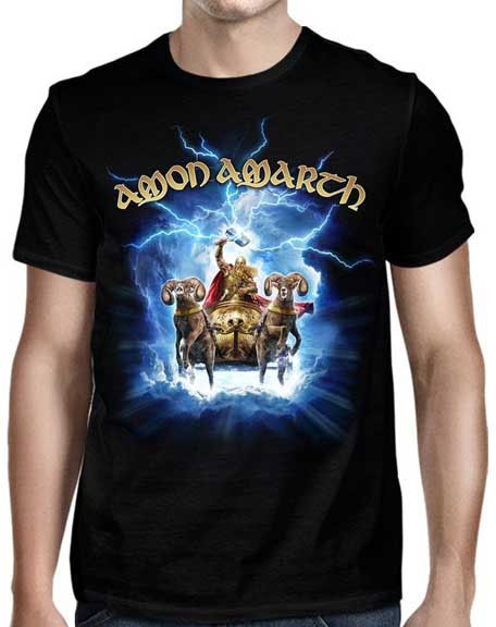 Amon Amarth- Thor Crack The Sky on a black shirt