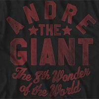 Andre The Giant- 8th Wonder Of The World on a black ringspun cotton shirt