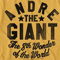 Andre The Giant- 8th Wonder Of The World on a ginger ringspun cotton shirt