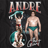 Andre The Giant- Multi Scene on a black ringspun cotton shirt