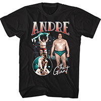 Andre The Giant- Multi Scene on a black ringspun cotton shirt