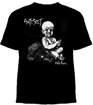 Antisect- Hallo There on a black YOUTH sized shirt