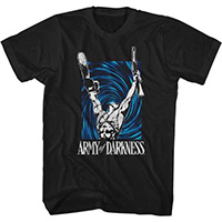 Army Of Darkness- Ash & Portal on a black ringspun cotton shirt