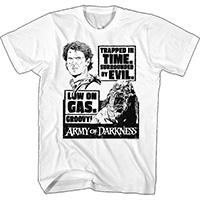 Army Of Darkness- Trapped In Time (Ash & Pit Witch) on a white ringspun cotton shirt
