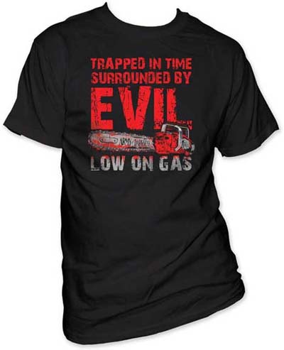 Army Of Darkness- Trapped In Time (Bloody Chainsaw) on a black shirt (Sale price!)