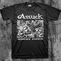 Assuck- Misery Index on a black shirt