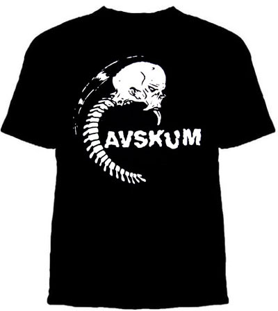 Avskum- Spinal Skull on a black YOUTH sized shirt
