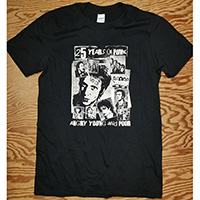Angry Young And Poor- 25 Years Of Punk on a black shirt