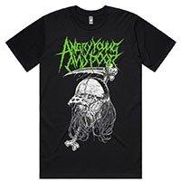 Angry Young And Poor- Apocalypse Gas Mask Reaper on a black ringspun cotton shirt