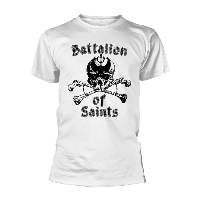 Battalion Of Saints- Skull on a white ringspun cotton shirt