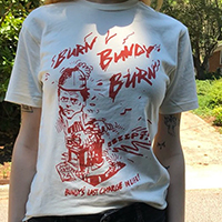 Burn Bundy Burn Shirt on a natural shirt by Graveface