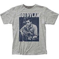 Bob Dylan- Harmonica on a heather grey ringspun cotton shirt