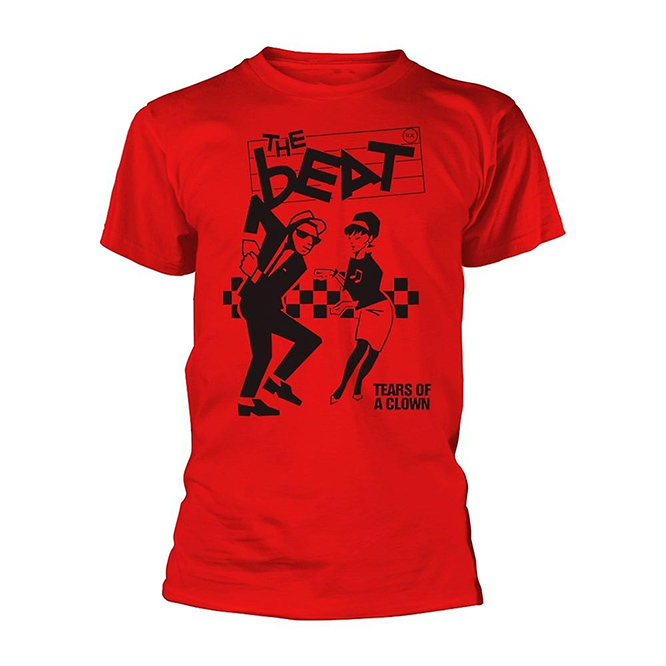 English Beat (The Beat)- Tears Of A Clown on a red ringspun cotton shirt