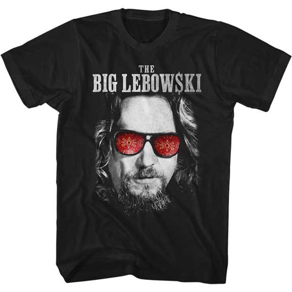 Big Lebowski- Face on a black ringspun cotton shirt