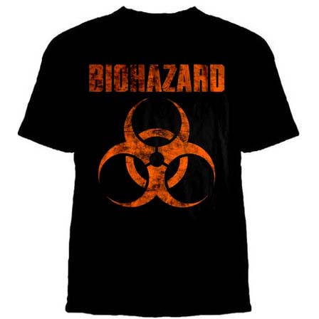 Biohazard- Distressed Logo on back on a black shirt