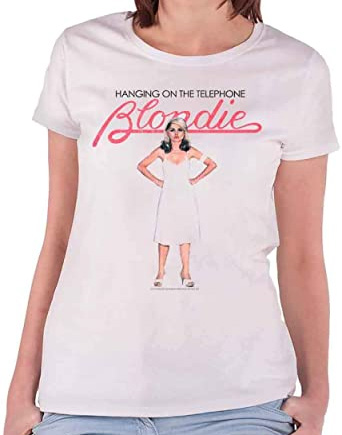 Blondie- Hanging On The Telephone on a white girls fitted shirt
