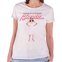 Blondie- Hanging On The Telephone on a white girls fitted shirt (Import)